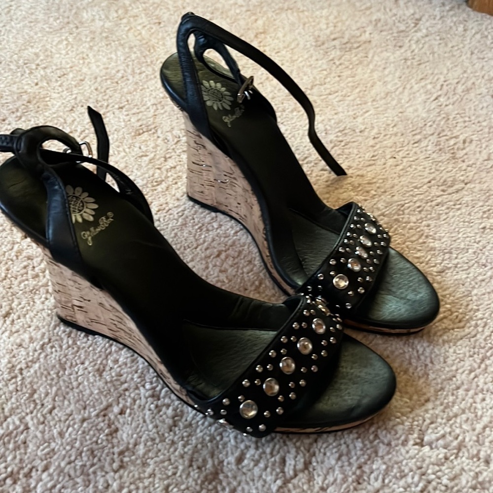 Yellow Box diamond wedge sandals size 6-6.5